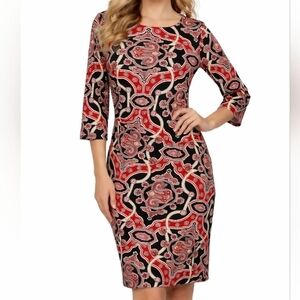 Jude Connally Maxine Jude Cloth Sheath Dress Architecture Print XS NWT